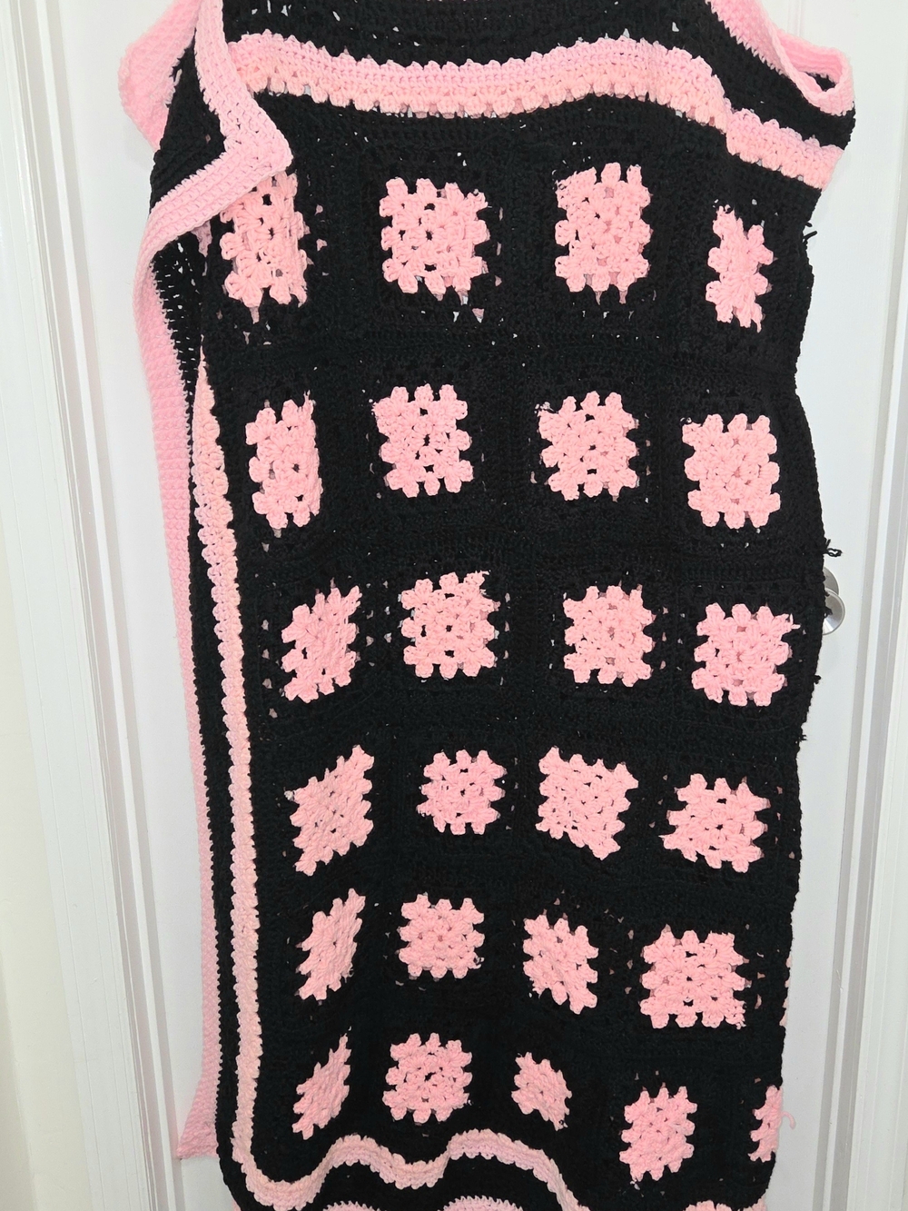 Handmade Vintage Granny Afghan Crochet Boho Throw Blanket 70” x 67” PLEASE READ.
